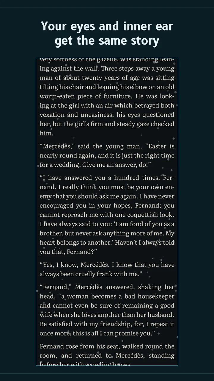 Perusa motion cue dots overlaid on a dark-mode e-book page on an Android phone